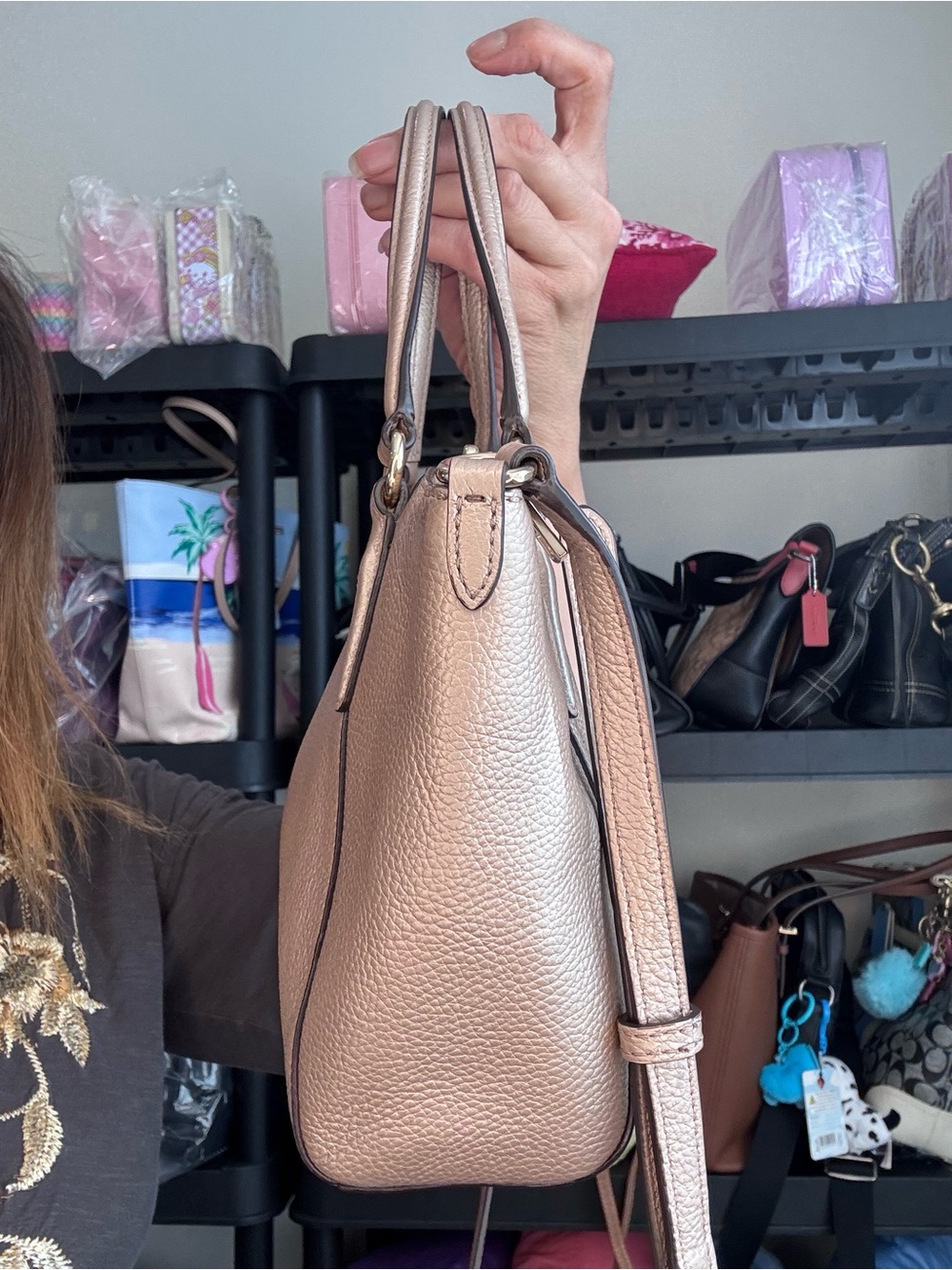 Coach Mini Kelsey Metallic leather EUC - Picture 10 of 17